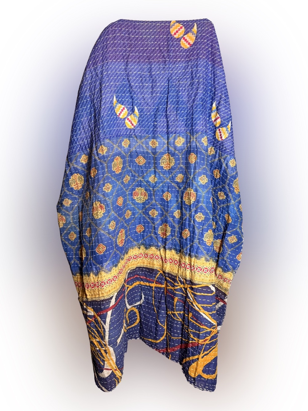 Blue Floral & Paisley Kantha Quilt